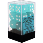 Frosted Set of 12 D6 Dice (Teal/White) Dice