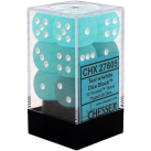 Frosted Set of 12 D6 Dice (Teal/White)