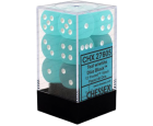 Frosted Set of 12 D6 Dice (Teal/White)