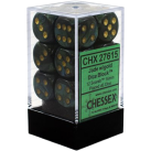 Scarab Set of 12 D6 Dice (Jade/Gold) Dice