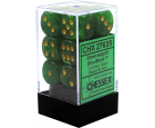 Vortex Set of 12 D6 Dice (Green/Gold)