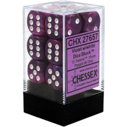 Festive Set of 12 D6 Dice (Violet/White) Dice