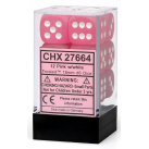 Frosted Set of 12 D6 Dice Pink/White 16mm Dice