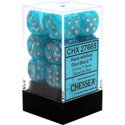 Cirrus Set of 12 D6 Dice (Aqua/Silver) Dice