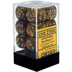 Lustrous Set of 12 D6 Dice (Gold/Silver) Dice