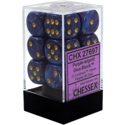 Lustrous Set of 12 D6 Dice (Purple/Gold) Dice