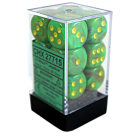 Vortex Set of 12 D6 Dice (Slime/Yellow) 16mm Dice