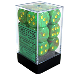 Vortex Set of 12 D6 Dice (Slime/Yellow) 16mm Dice