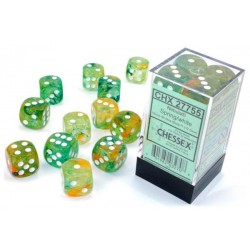 Nebula Set of 12 D6 Dice (Spring/White Luminary) 16mm Dice