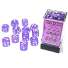 Borealis Set of 12 D6 Dice (Purple/White) 16mm Luminary