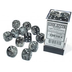 Borealis Set of 12 D6 Dice (Light Smoke/Silver) 16mm Luminary Dice