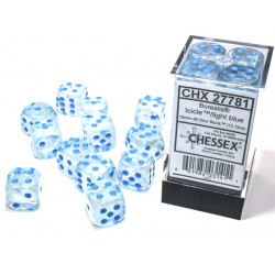 Borealis Set of 12 D6 Dice (Icicle/Light Blue) 16mm Luminary Dice