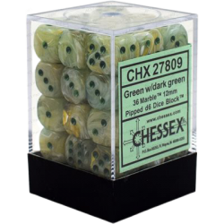 Marble Set of 36 D6 Dice (Green/Dark Green) Dice