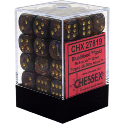 Scarab Set of 36 D6 Dice (Blue Blood/Gold) Dice