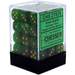 Vortex Set of 36 D6 Dice (Green/Gold) Dice