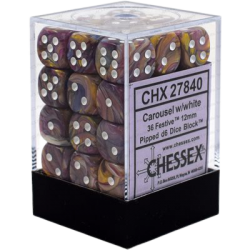 Festive Set of 36 D6 Dice (Carousel/White) Dice