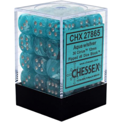 Cirrus Set of 36 D6 Dice (Aqua/Silver) Dice