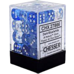 Nebula Set of 36 D6 Dice (Dark Blue/White) Dice