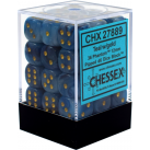 Phantom Set of 36 D6 Dice (Teal/Gold) Dice