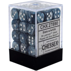 Lustrous Set of 36 D6 Dice (Slate/White) Dice