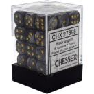 Lustrous Set of 36 D6 Dice (Black/Gold)