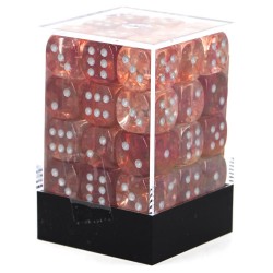 Nebula Set of 36 D6 Dice (Red/Silver Luminary) 12mm Dice