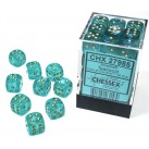 Borealis Set of 36 D6 Dice (Teal/Gold) 12mm Luminary