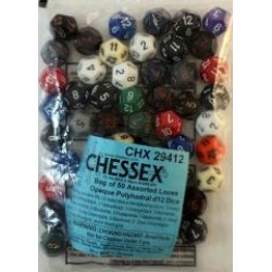 Opaque D12 Bag Of 50 Assorted Dice