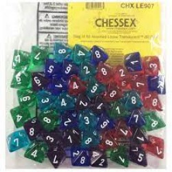 Translucent D10 Bag Of 50 Assorted Dice