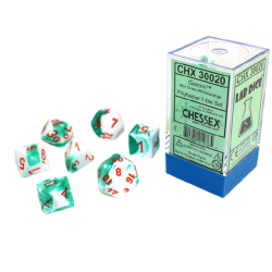 Gemini 7-Die Set (Mint Green White/Orange) Dice