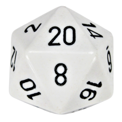 Opaque D20 34mm (White/Black) Single Dice