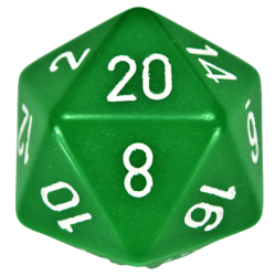 Opaque D20 34mm (Green/White) Single Dice
