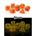 Poly Dice Set of 7 for RPGs (Glow In The Dark Orange) Dice