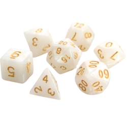 Poly Dice Set of 7 for RPGs (Pearl/Gold) Dice