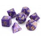 Poly Dice Set for RPGs (Purple Swirl/Gold)