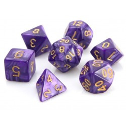 Poly Dice Set for RPGs (Purple Swirl/Gold) Dice