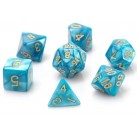 Poly Dice Set of 7 for RPGs (Teal Swirl/Gold) Dice