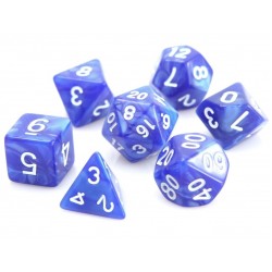 Poly Dice Set of 7 for RPGs (Blue Swirl/White) Dice