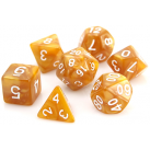 Poly Dice Set of 7 for RPGs (Gold Swirl/White) Dice