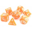 Poly Dice Set of 7 for RPGs (Orange Swirl/White) Dice