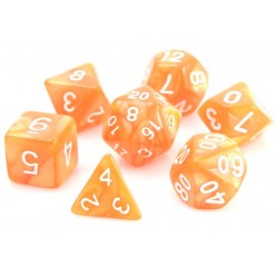 Poly Dice Set of 7 for RPGs (Orange Swirl/White) Dice