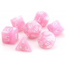 Poly Dice Set for RPGs (Pink Swirl/White)