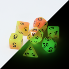 Poly Dice Set for RPGs (Alchemists Fire Glow In The Dark) Dice