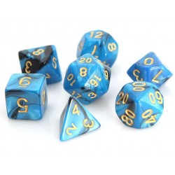 Poly Dice Set for RPGs (Blue/Black Marble) Dice