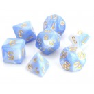 Poly Dice Set for RPGs (Blue/White Marble)