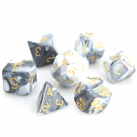 Poly Dice Set for RPGs (White/Black Marble) Dice