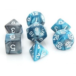 Poly Dice Set for RPGs (Silver/Turquoise Alloy) Dice