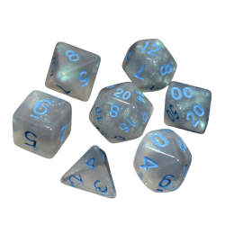 Poly Dice Set for RPGs (Glacial Moonstone/Blue) Dice