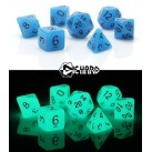 Poly Dice Set for RPGs (Glow In The Dark Blue)