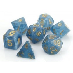 Poly Dice Set for RPGs (Sapphire/Gold) Dice